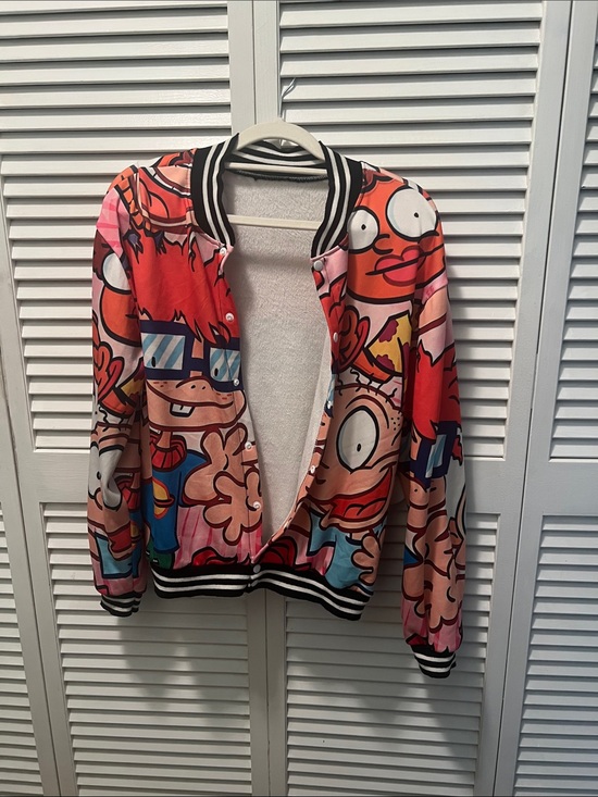 Rugrats Cartoon Lightweight Jacket Jackets & Blazers - #2094** Colorful Cartoon Graphic Bomber Jacket - Multicolor